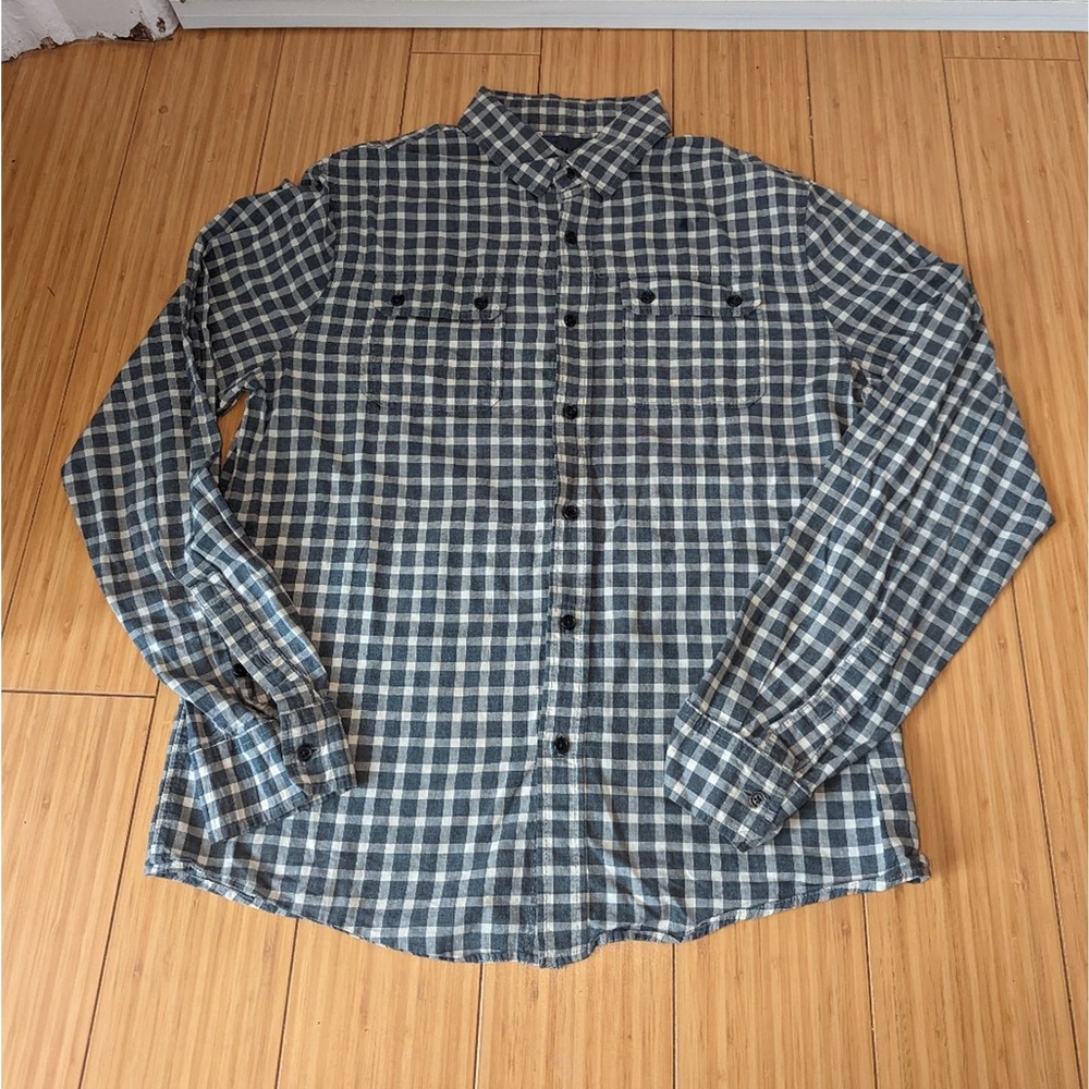 *Blue-Gray Plaid Button Down By The Short, Medium